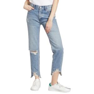 WE THE FREE Maggie Midrise Boyfriend Distressed Jeans in Light Wash